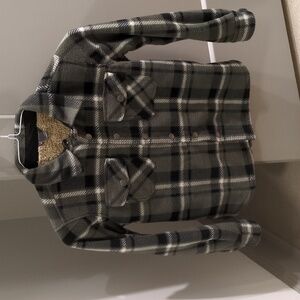 Kids flannel Sherpa lined button up jacket